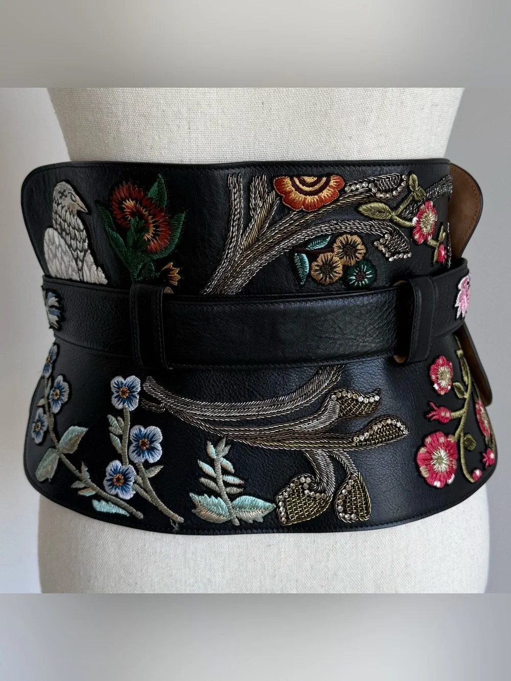 Alexander McQueen 2017 Embroidered Leather Corset Obi Belt - Runway Piece